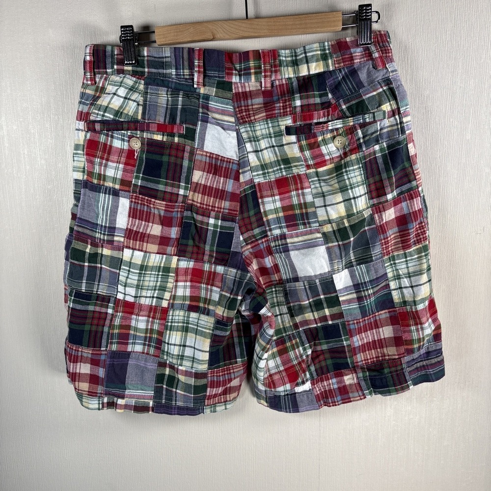 J.Crew Patchwork Shorts Mens 32 Plaid 8" Inseam Lightweight Preppy - Picture 6 of 9